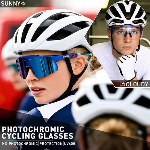 Miniatura 2 de KAPVOE Gafas de ciclismo fotocromáticas MTB Gafas de sol transparentes para bicicleta de montaña, gafas de transición, deportes de béisbol y correr