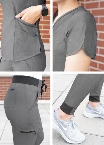 Miniatura 5 de Adar Pro - Conjunto médico moderno para mujer - Camiseta médica moderna con cuello en V y pantalón médico, pantalón de yoga
