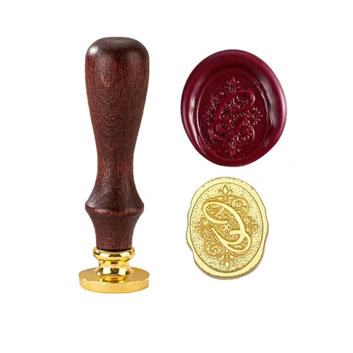 Sello de cera con letra inicial del alfabeto G, sello de cera de sellado de letras vintage con cabeza de latón extraíble y mango de madera, para