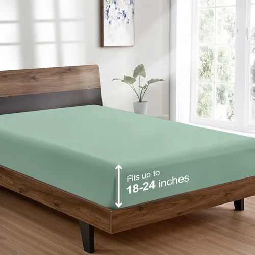 Miniatura 24 de FreshCulture Sábana Bajera Ajustable Tamaño King Solamente - Sábana Bajera de Calidad Hotelera Tamaño King - Ultra Suave y Transpirable - Microfibra