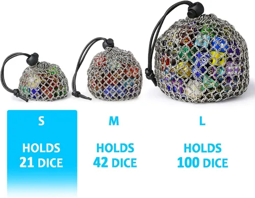Miniatura 4 de YOUSHARES Bolsa de dados de acero inoxidable para juego de dados de metal poliédrico D&D, bolsa de dados DND para juego de dados de metal poliédricos