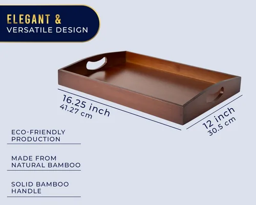 Miniatura 3 de Bandeja de Servir de Bambú Comfify - Elegante Bandeja Otomana para Entretenimiento y Decoración - Diseño Versátil y Elegante - Perfecta para Servir