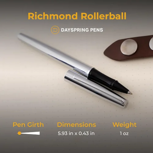 Miniatura 5 de Dayspring Pens Richmond - Bolígrafo de punta redonda, acabado cromado, grabado personalizado: graduación, nuevo trabajo, promoción u regalo