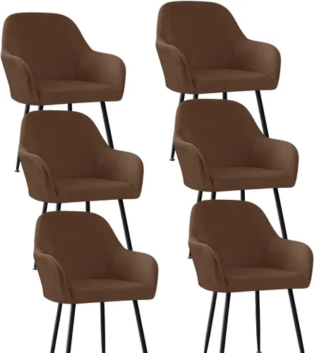Miniatura 8 de Fundas protectoras de terciopelo elástico para sillas de comedor con brazos y respaldo curvado pequeño, juego de 6/4/2 para cocina, oficina, hogar