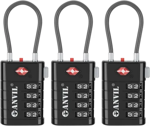 Miniatura 18 de ANVIL Candados de equipaje TSA de 4 esferas con alerta de búsqueda: núcleo TSA008 mejorado para máxima seguridad, ideal para equipaje, maleta