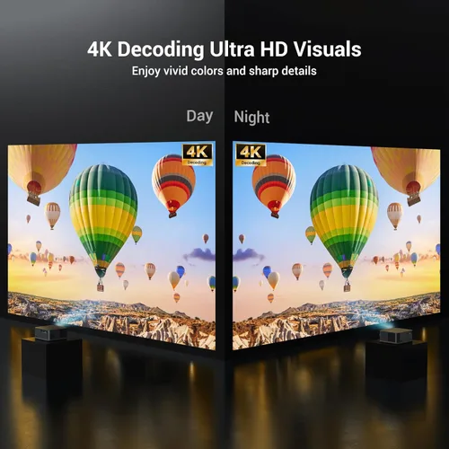Miniatura 10 de Proyector de decodificación ANSI 4K 2000 con WiFi y Bluetooth, cine en casa de película HAPPRUN con enfoque automático, pantalla de 300 pulgadas
