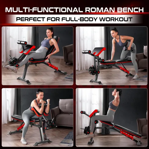 Miniatura 4 de BODYRHYTHM - Banco de pesas multifuncional con extensión de piernas y almohadilla de predicador, banco de entrenamiento para prensa de banco