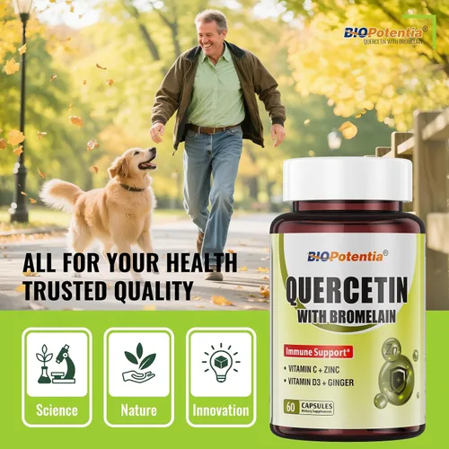 Miniatura 6 de Quercetina con bromelina, 500 mg de quercetina con 200 mg de bromelina y vitamina C vitamina D3, apoya la salud celular y la salud inmunitaria