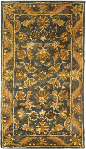 SAFAVIEH Antiquity Collection AT52C - Alfombra decorativa de lana oriental tradicional hecha a mano, 2 x 3 pies, color azul/dorado