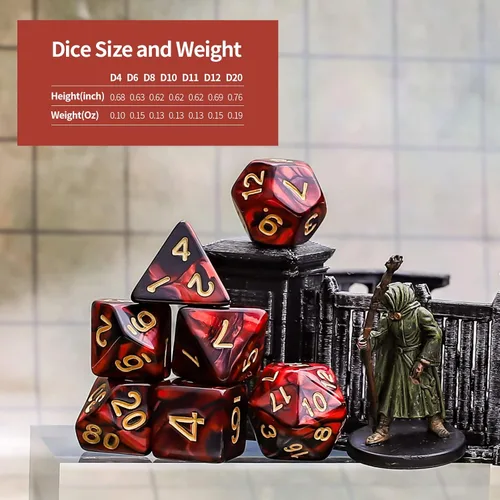 Miniatura 4 de CiaraQ Juego de dados poliédricos - Dados para juegos de rol DND para Calabozos y Dragones, juego de mesa RPG, doble color, 35 piezas