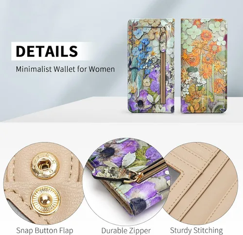 Miniatura 5 de APHISON Billetera para mujer ultra delgada de cuero delgado cartera RFID bloqueo tarjeta de crédito titular doble embrague largo señoras Billfold