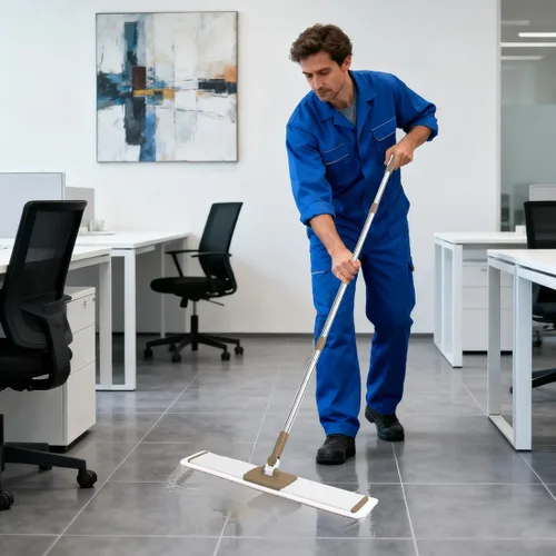 Miniatura 2 de CQT Sistema de Limpieza de Trapeador de Piso de Microfibra Plana Comercial de 24 Pulgadas Húmedo Seco y Polvo para Madera Dura con 4 Almohadillas