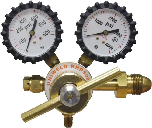 Miniatura 2 de Uniweld Regulador de nitrógeno RHP500 con presión de entrega de 0-500 PSI, conexión de entrada CGA580 y conexión de salida de llamarada macho de 1/4