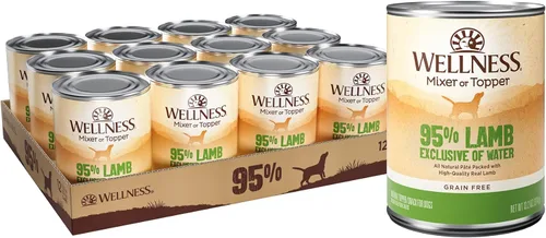 Alimento húmedo Wellness enlatado para perros, sin granos, 95% natural, lata de 13.2 onzas (paquete de 12), Púrpura