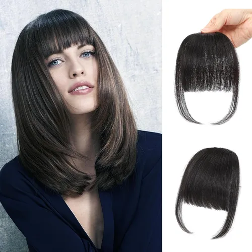 Miniatura 23 de Flequillo con clip de cabello 100 % humano, cortina de adelgazamiento de aire para mujer, plana natural, curvada, delgada, falsa rubio ceniza