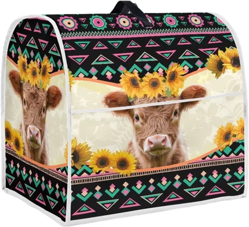 Miniatura 13 de UNICEU Protector de cubierta de batidora de soporte de cocina con estampado retro de mariposa de girasol, con mango superior, cubierta de polvo