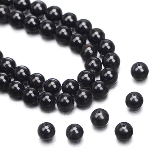Miniatura 8 de Cuentas redondas de turmalina negra natural, 15.5 "A Grad (0.157 in)