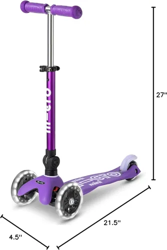 Miniatura 10 de Micro Kickboard - Mini Deluxe Scooter LED Plegable, 3 Ruedas, Inclinarse para Dirigir, Scooter Micro de Diseño Suizo con Ruedas LED que se Iluminan