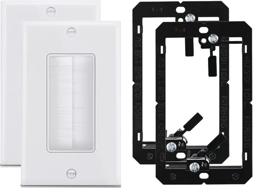 Sing Gang - Placa de pared con soporte de montaje de bajo voltaje, paquete de 2, placa frontal de paso para cable de altavoz, cable coaxial, cable