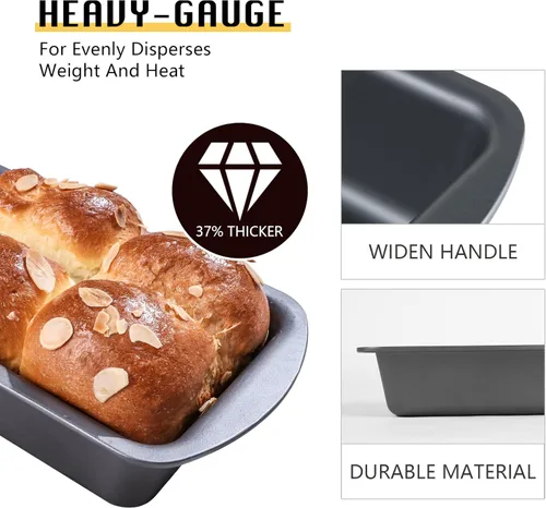 Miniatura 7 de HONGBAKE Paquete de 6 Moldes para Pan de 1 Libra, 8.5 x 4.5 Pulgadas Moldes para Hornear Pan, Molde Antiadherente para Pastel de Carne con Agarres