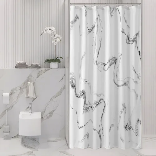 Miniatura 11 de Gibelle Cortina de ducha pequeña de 36 x 72 pulgadas, diseño de mármol medio abstracto estrecho para baño, juego de cortina de ducha moderna de tela