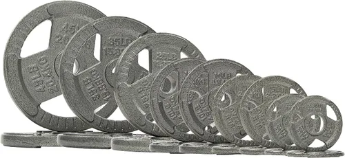 Miniatura 29 de Signature Fitness Olympic - Placa de pesas de hierro fundido de 2 pulgadas para entrenamiento de fuerza y levantamiento de pesas, varios tamaños