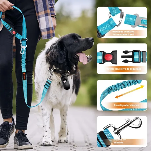 Miniatura 5 de Arnés de cinturón de seguridad extraíble para perro, 3 en 1, correa de cinturón de seguridad para perro, retención retráctil que se asegura al