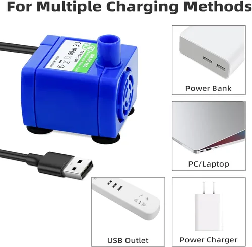 Miniatura 9 de Bomba de fuente de agua para gatos de repuesto (sin LED y con cepillo), motor sumergible IP68 DR-DC 160 bomba de agua sumergible para acero Bomba