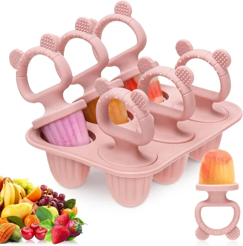 Miniatura 9 de Moldes de silicona para paletas para bebés con palitos, moldes de mini paletas para bebés de leche materna para aliviar la dentición
