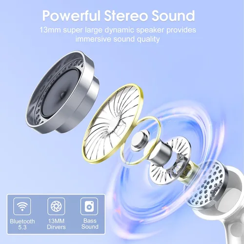 Miniatura 2 de Auriculares Inalámbricos 2024 Bluetooth 5.3 Auriculares HiFi Estéreo, 40H Tiempo de Reproducción Intrauditivos, Auriculares Bluetooth con Pantalla