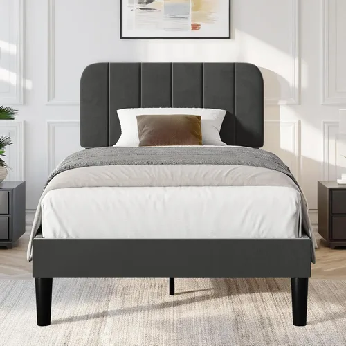 Miniatura 35 de VECELO Marco de Cama Tapizada Tamaño Full con 4 Cajones y Cabecero, Marco de Cama Plataforma de Almacenamiento de Terciopelo, Soporte de Listones