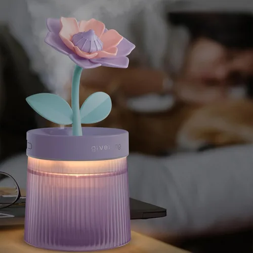 Miniatura 6 de Humidificador de niebla fría de 8.8 fl oz con linda flor, humidificador USB con luz, difusor de aceite esencial, difusor de aceite de aromaterapia