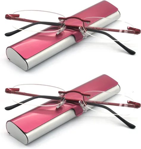 Miniatura 9 de Gafas de lectura sin montura con estuche delgado para hombres y mujeres, negro, dorado y plomizo, azul y rojo Oro