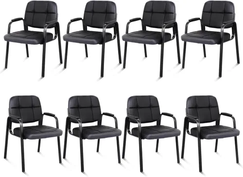 Miniatura 43 de CLATINA Sillas de recepción de espera sin ruedas, silla de invitados de cuero con brazos acolchados, modernas sillas de escritorio de oficina marrón
