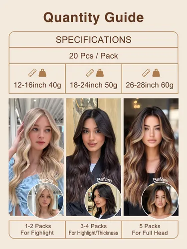 Miniatura 5 de YILITE Extensiones de cabello adhesivas de color rojo, 18 pulgadas, 50 g, 20 unidades, #99J, 100% cabello humano Remy, trama de piel sin costuras