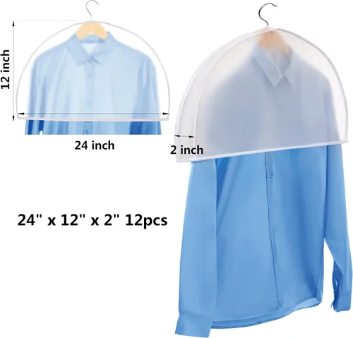 Miniatura 2 de Fundas de plástico para colgar la ropa (juego de 12) protectores de ropa de armario, funda transparente transpirable con refuerzo de 2 pulgadas