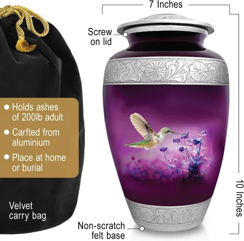Miniatura 2 de Loving Tribute - Urna de cremación de colibrí para cenizas humanas adultas, gran monumento funerario hecho a mano para recordar a tus seres queridos