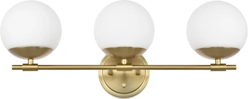 Miniatura 12 de Juego de 2 apliques de pared de latón envejecido, apliques modernos de tocador de baño para iluminación de pared, luminarias de tocador con vidrio