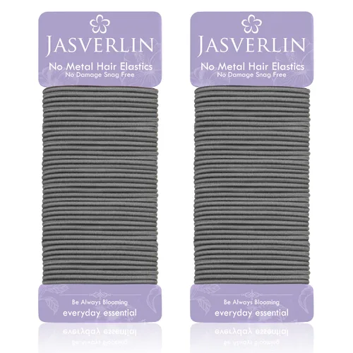 Miniatura 10 de JASVERLIN Lazos para el cabello gris claro de 0.079 pulgadas, antideslizantes, sin daños, elásticos para cola de caballo para mujeres, niñas
