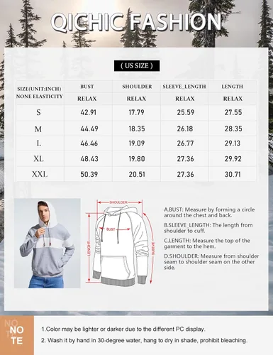 Miniatura 7 de Qichic Sudaderas de manga larga para hombre, con diseño de patchwork a cuadros, jacquard, casual, con cordón