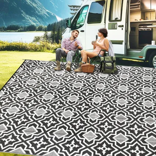 Miniatura 14 de Alfombra de Exterior 4x6 pies Impermeable para Porche, Tapete de Exterior 4x6 pies Tapete Pequeño para Balcón, Alfombra de Paja Plástica Reversible