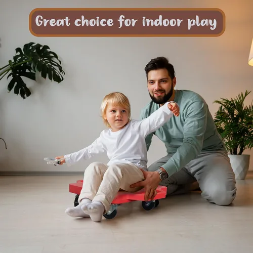 Miniatura 6 de 2 tablas de patín de plástico con asas para niños sentados y entrenamiento deportivo, con 1 anillo, 2 cuerdas y 4 pufs, juego de interior y exterior