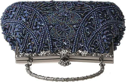 Miniatura 5 de DA BODAN Bolso de noche para mujer, estilo vintage, con cuentas y lentejuelas y perlas, bolso de hombro para boda, novia, fiesta de graduación