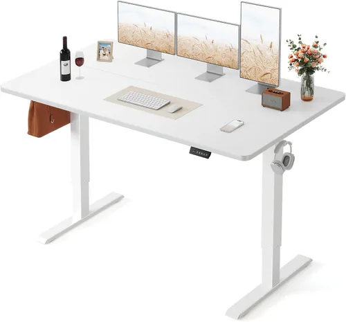 Miniatura 15 de FEZIBO Escritorio de pie, 48 × 24 pulgadas, altura eléctrica ajustable, para sentarse y ponerse de pie, escritorio de oficina para computadora