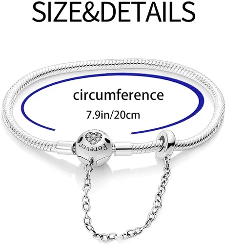 Miniatura 3 de KUNSIR Pulsera de plata de ley 925 con cierre de palma, cadena de serpiente, pulseras básicas para cualquier dije PDL, para adolescentes y mujeres