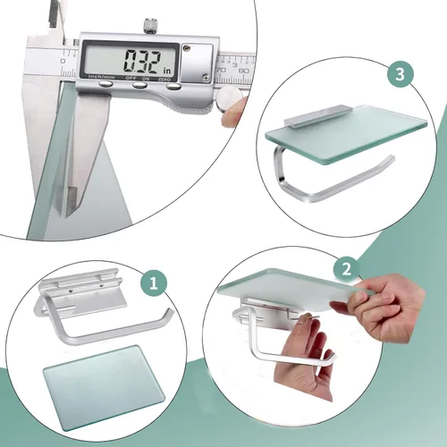 Miniatura 6 de Soporte de papel higiénico para baño, soporte de papel higiénico con estante, soporte de papel higiénico con estante, soporte de papel higiénico