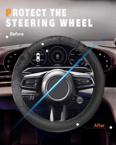 Miniatura 5 de WOCOCN Funda para volante de automóvil, funda delgada de silicona antideslizante para hombres y mujeres, accesorios interiores universales