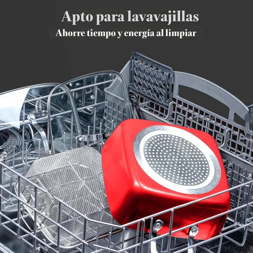 Miniatura 5 de Gotham Steel - Juego de 20 piezas de ollas y sartenes de cocina antiadherente + juego de ollas para hornear, cerámica completa para la cocina, Rojo