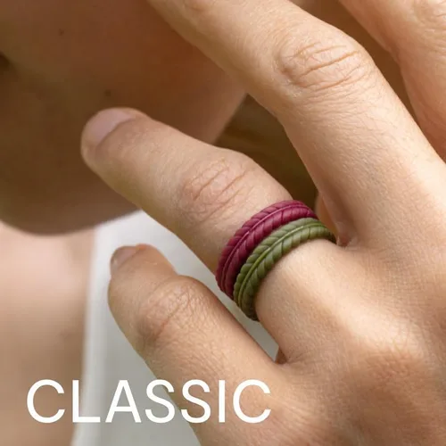 Miniatura 5 de ROQ - Anillos de boda de silicona para mujer, delgados, de punta trenzada, apilables, juego de joyería nupcial, anillos de aniversario, anillo
