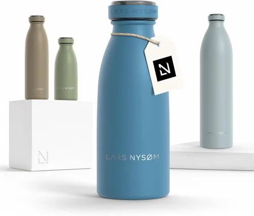 Miniatura 18 de LARS NYSØM Botella de agua XL de acero inoxidable aislada 12oz 17oz 25oz 34oz 51oz Botella térmica aislada para bebidas calientes y frías Azul